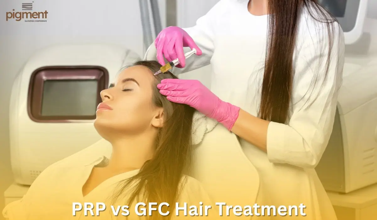 Dermatologist administering PRP hair treatment to a woman at Pigment Skin & Hair Clinic Bengaluru