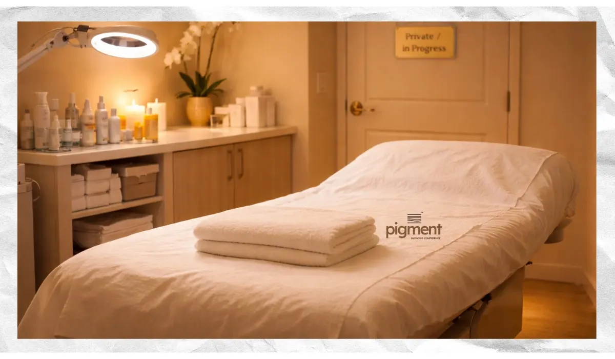 Private and sterile laser treatment room at Pigment Skin & Hair Clinic Bangalore ensuring patient modesty.