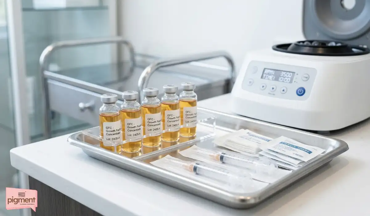 GFC vials used for severe hair fall treatment at Pigment Clinic.